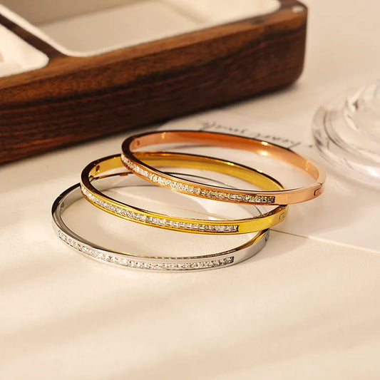 Gold and Rose Gold 18K Gold Plated 304 Stainless Steel Bangle