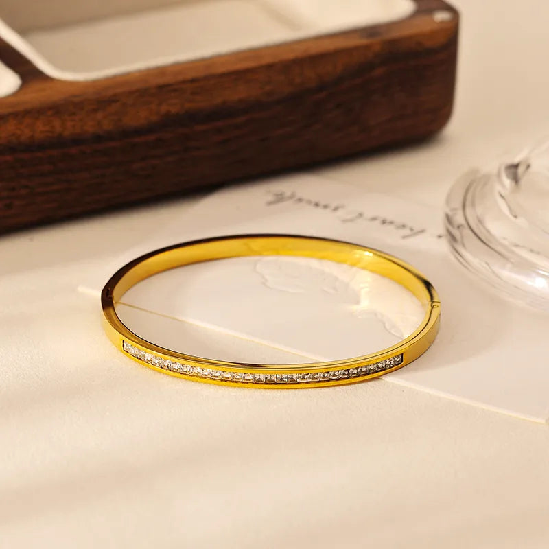 Gold and Rose Gold 18K Gold Plated 304 Stainless Steel Bangle