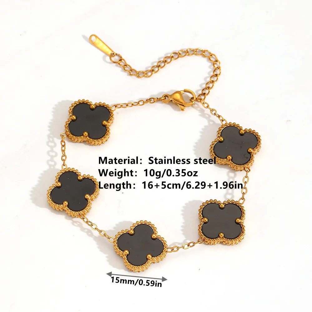 Elegant Lady Streetwear Heart Shape Titanium Steel 18K Gold Plated Cable Chain Bracelet