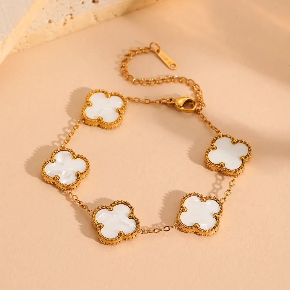 Elegant Lady Streetwear Heart Shape Titanium Steel 18K Gold Plated Cable Chain Bracelet