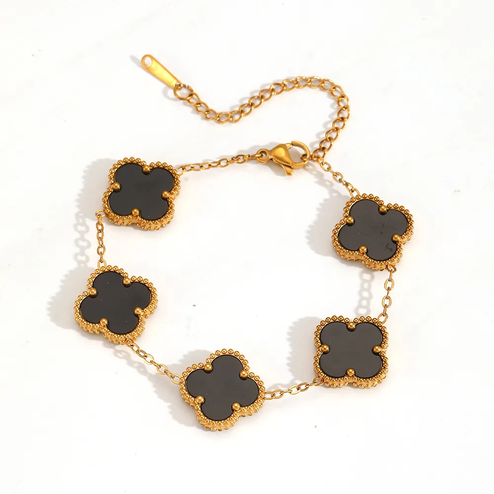 Elegant Lady Streetwear Heart Shape Titanium Steel 18K Gold Plated Cable Chain Bracelet