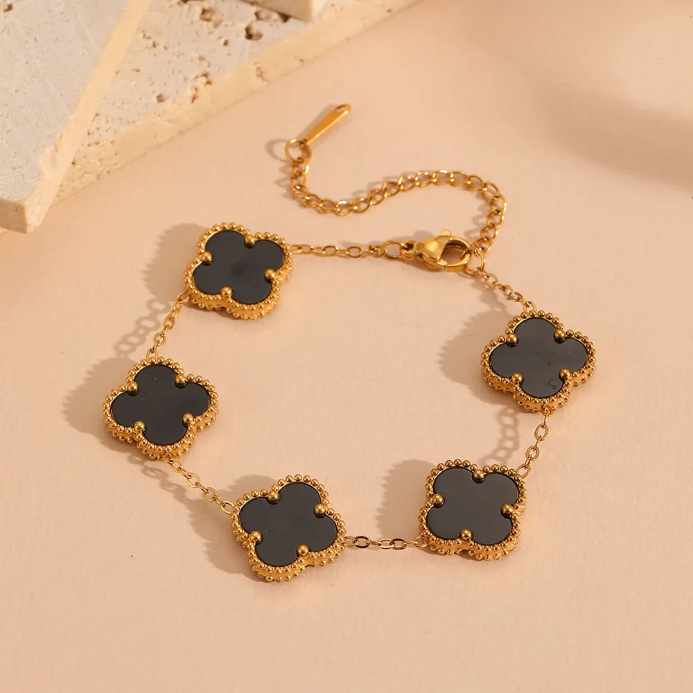 Elegant Lady Streetwear Heart Shape Titanium Steel 18K Gold Plated Cable Chain Bracelet