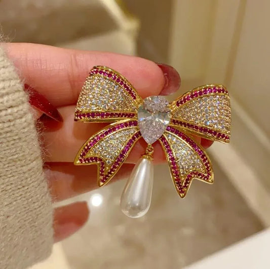 Luxury Vintage Full Diamond Butterfly Knot Lapel Pin Brooch Pin
