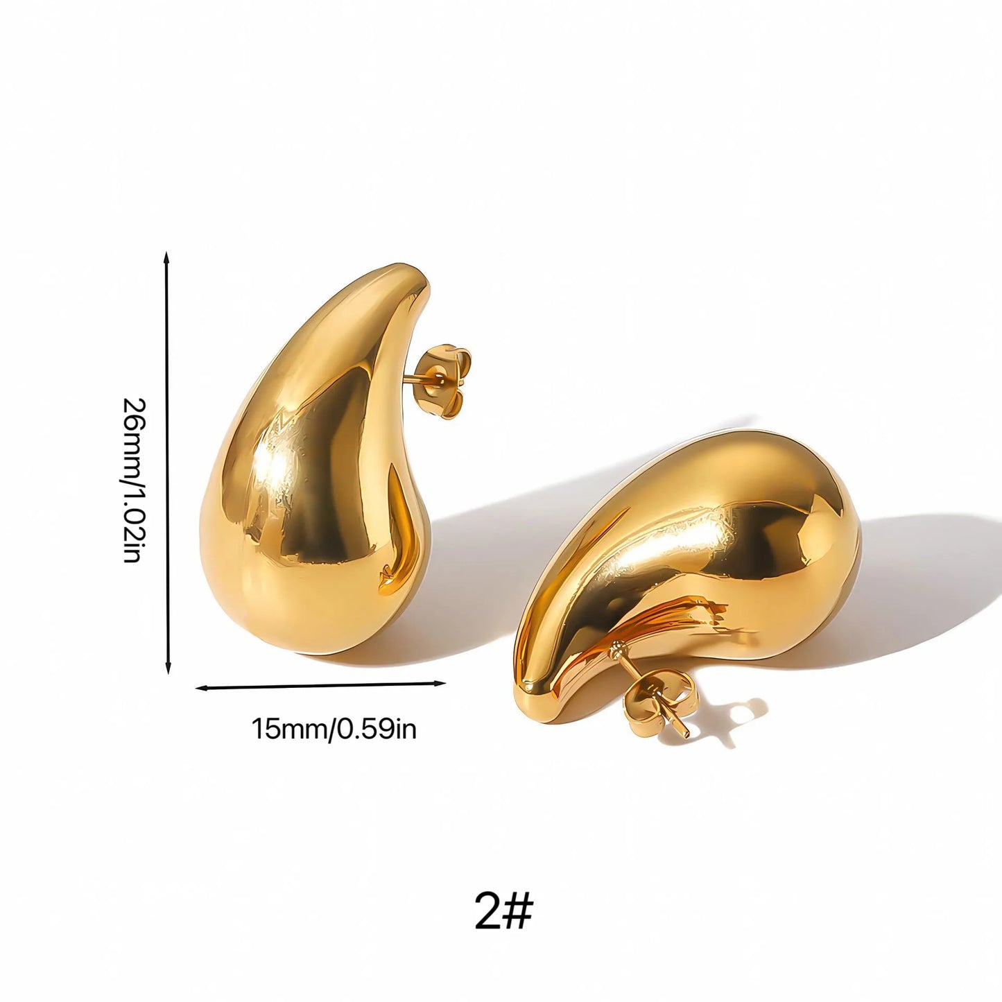Water Droplets Plating 316L Stainless Steel 18K Gold Plated Ear Stud