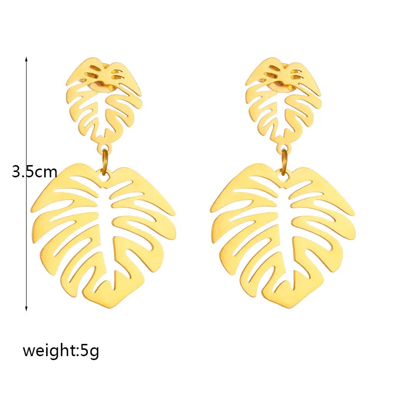 Golden Leave 18K Gold Plated 304 Stainless Steel Earring