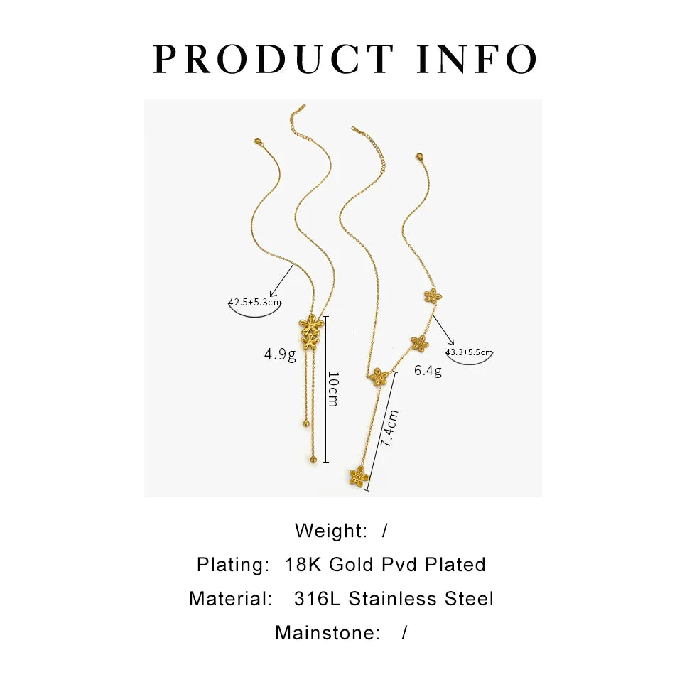 Japanese Style Sweet Flower 316L Stainless Steel 18K Gold Plated Pendant Necklace