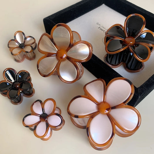 Floral Neutral Browns Hair Claw