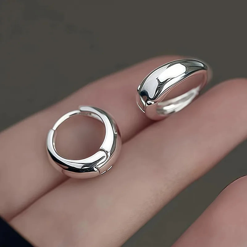 Sweet Classic Style C Shape 304 Stainless Steel 18K Gold Plated Hoop Earrings