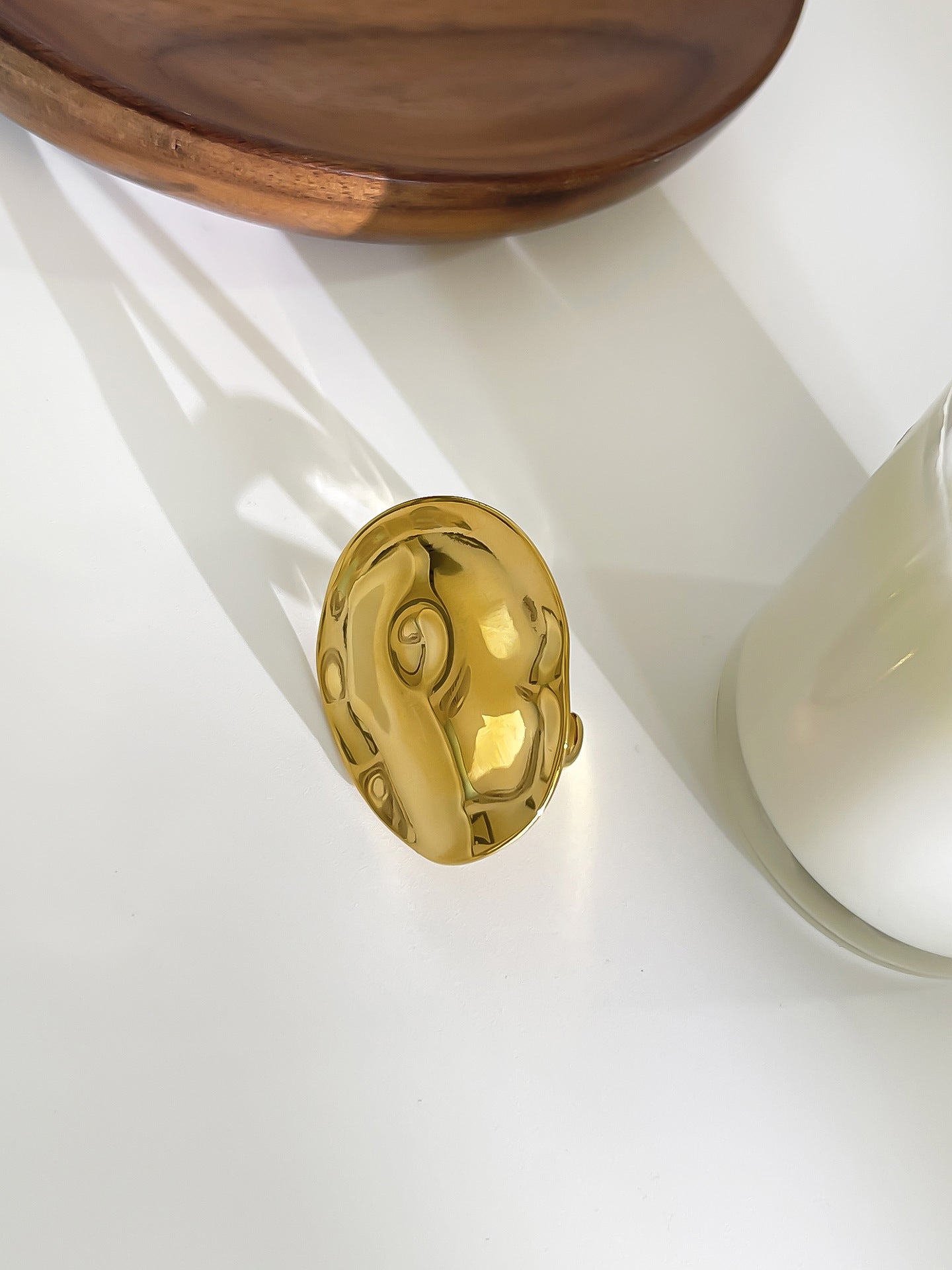 Retro Simple Style Geometric 316L Stainless Steel 18K Gold Plated Ring