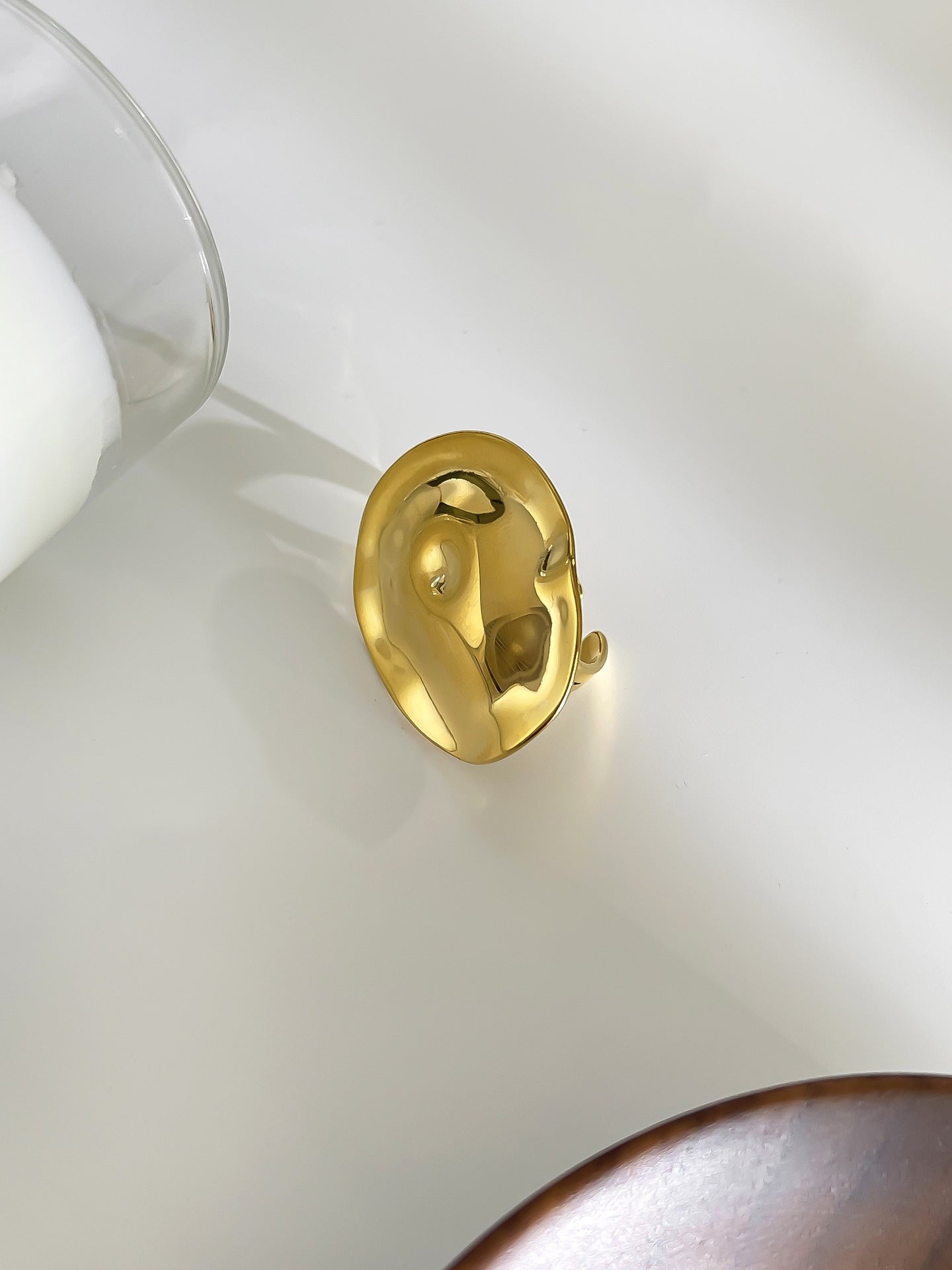 Retro Simple Style Geometric 316L Stainless Steel 18K Gold Plated Ring