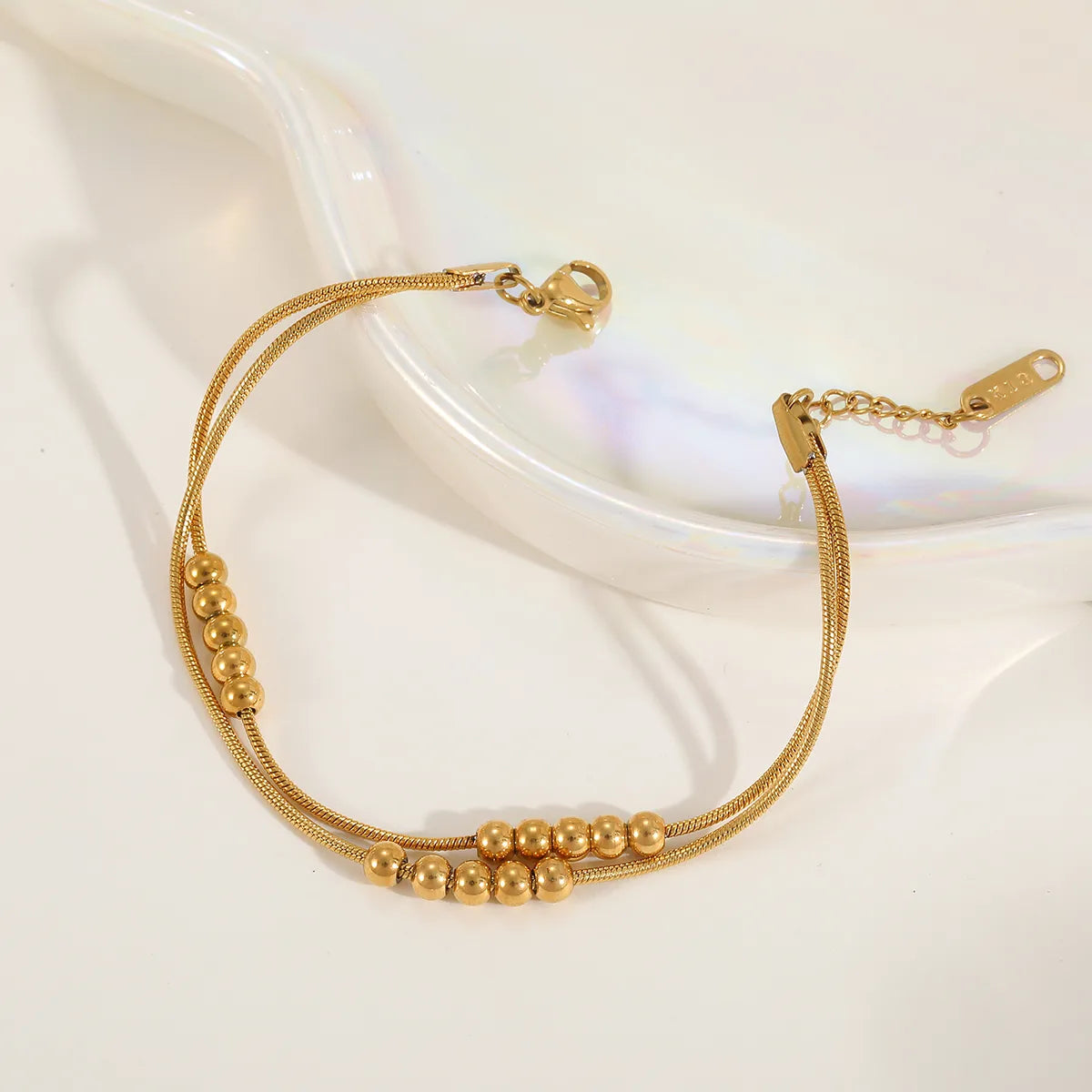 Beaded 304 Stainless Steel Titanium Steel 18K Gold Plated Bracelet