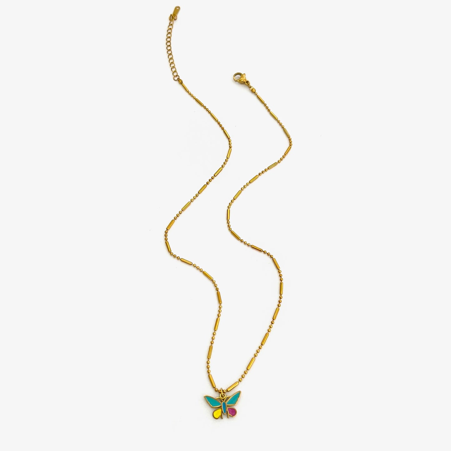 316L Stainless Steel Rhinestones Buttefly 18K Gold Plated Inlay Stainless Steel Necklaces