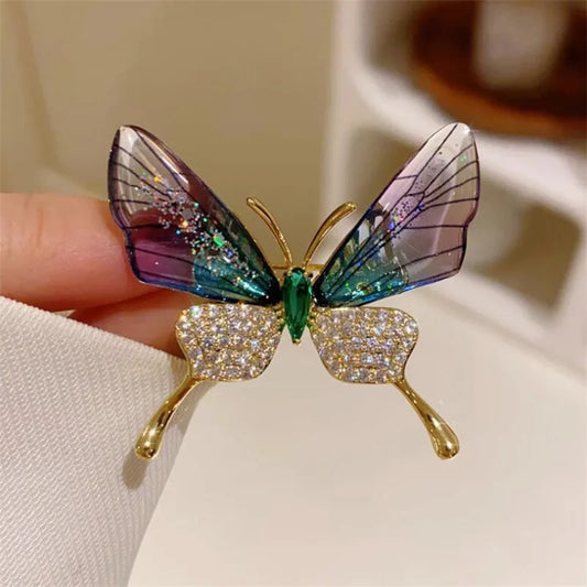 Purple Butterfly Alloy Plating Rhinestones Brooch