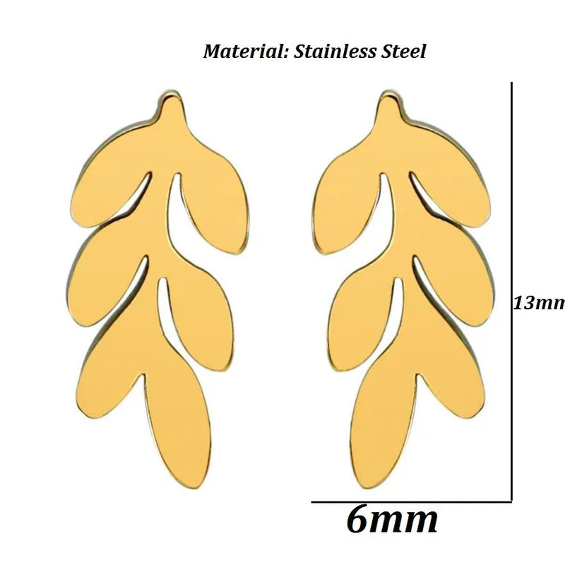 Fashion Leaves 304 Stainless Steel 18K Gold Plated Ear Studs