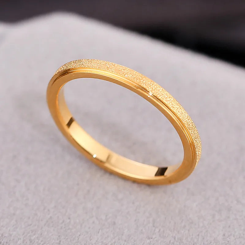 Frosted 201 Stainless Steel 18K Gold Plated Simple Style Inlay Solid Color Rhinestones Ring