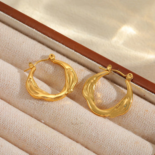Irregular Geometric Plating 304 Stainless Steel 18K Gold Plated Earring