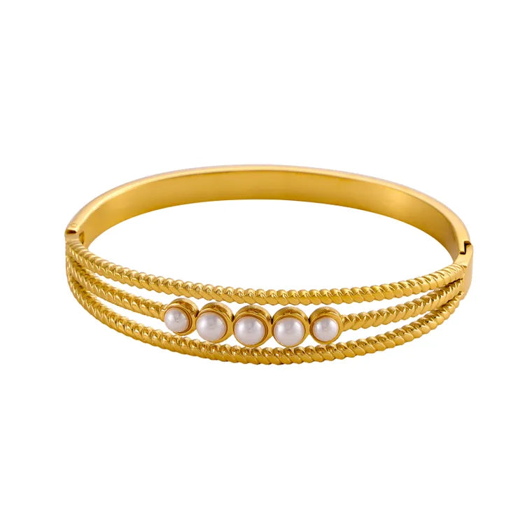 Three Strands18K Geometry 304 Stainless Steel Elegant Romantic Bangle