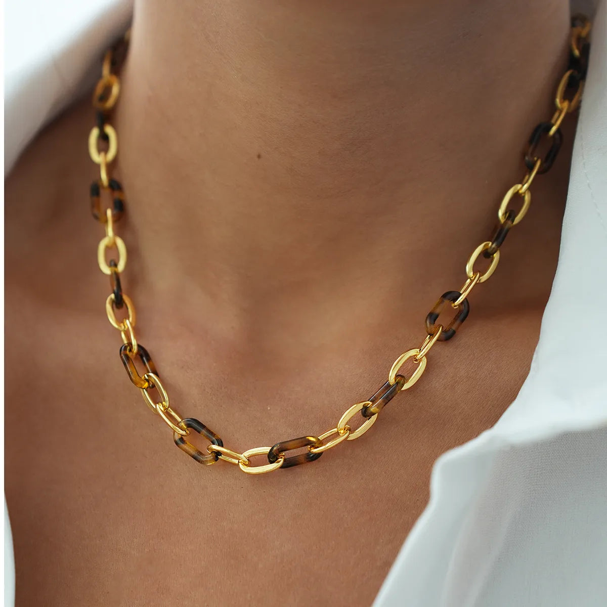 Leopard Print 18K Gold Plated Stainless Steel Necklace