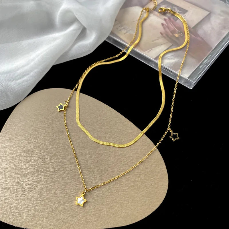 Star 304 Stainless Steel Acrylic 18K Gold Plated Stainless Steel Necklace