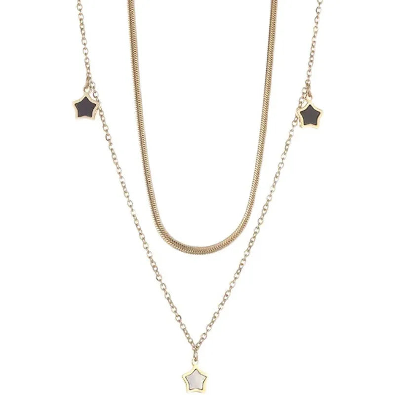 Star 304 Stainless Steel Acrylic 18K Gold Plated Stainless Steel Necklace