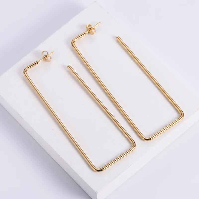 Rectangle 18K Gold Plated 304 Stainless Steel Earrings