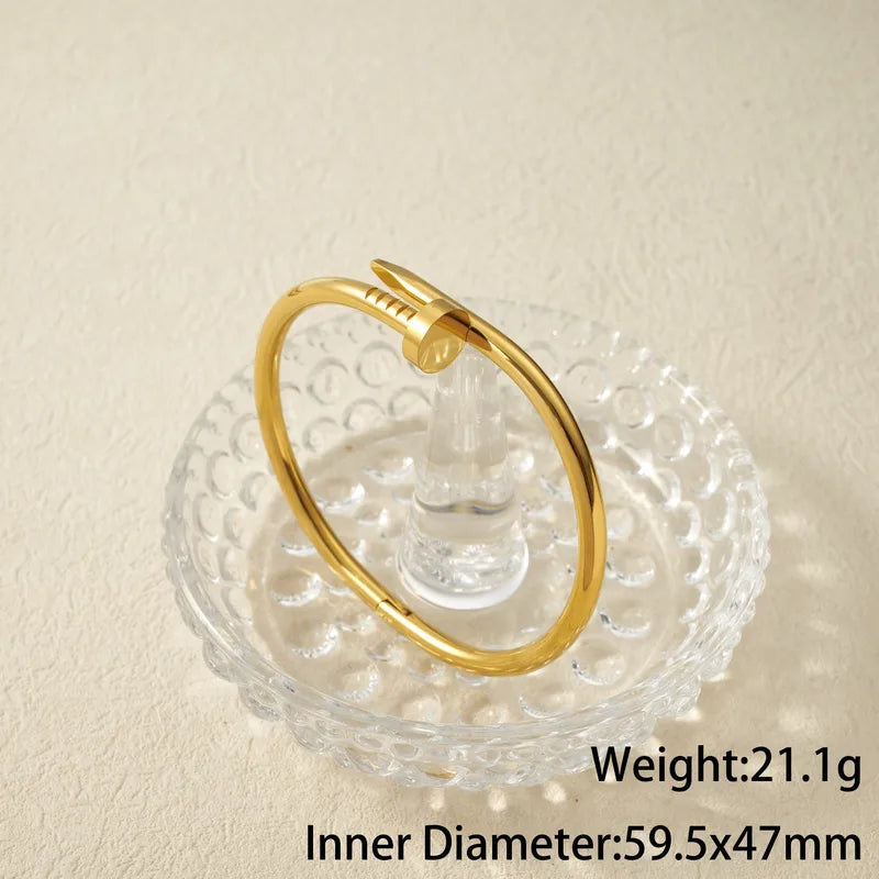 Golden Nail Head 18K Gold Plated 304 Stainless Steel Bracelet