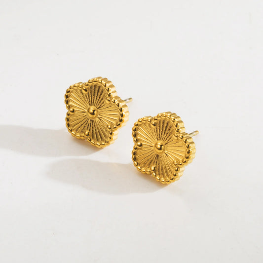 Five Leaf 18K Gold Plated and 304 Stainless Steel Stud Earring
