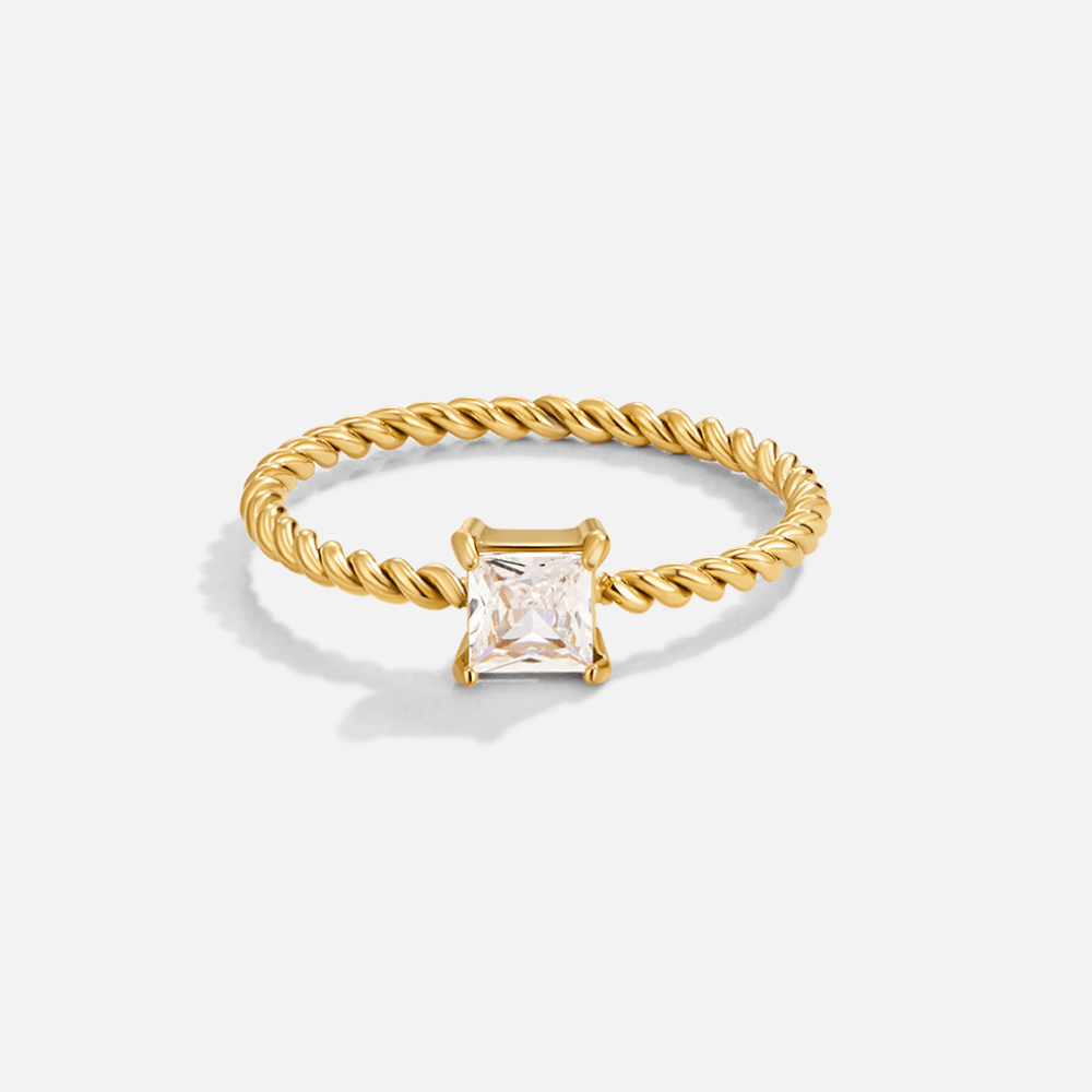 Elegant Glam Luxurious Geometric 304 Stainless Steel Zircon 18K Gold Plated Ring