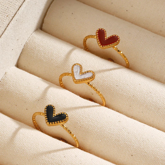Heart Shape 304 Stainless Steel 18K Gold Plated Ring