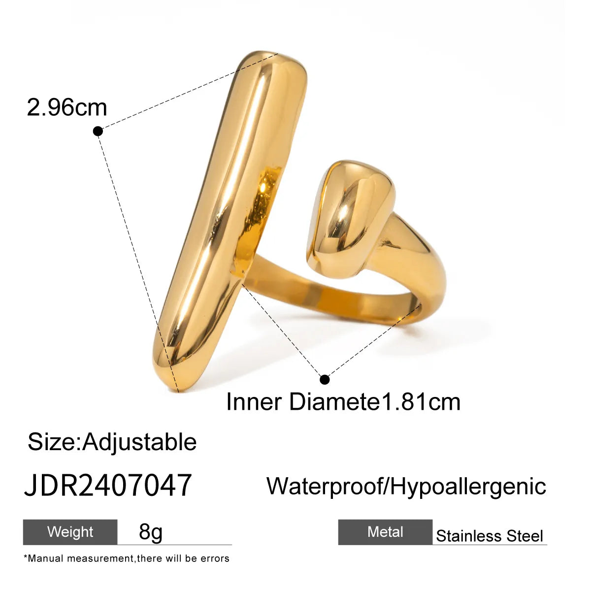 Vertical Style Geometric 304 Stainless Steel Shell Open Ring