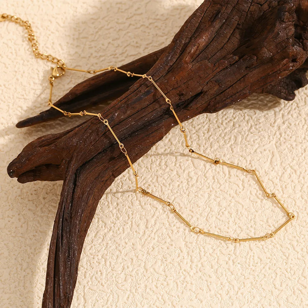 Pleated 304 Stainless Steel Titanium Steel 18K Gold Plated Necklace