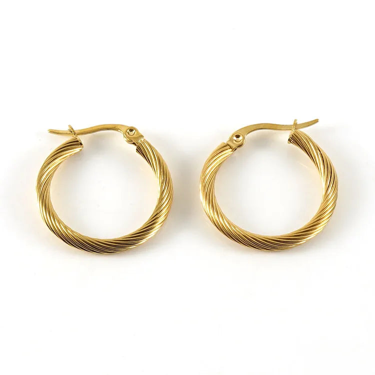 Gradient Filled 18K Gold Plated Round Stainless Steel Hoop Earrings