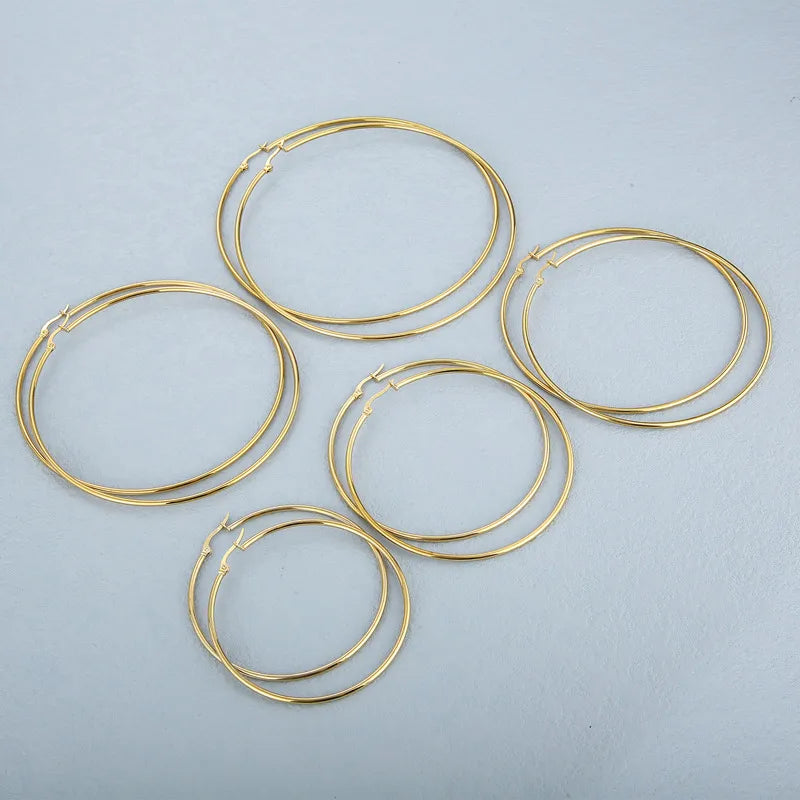 Circle 18K Gold Plated Stainless Steel Earrings