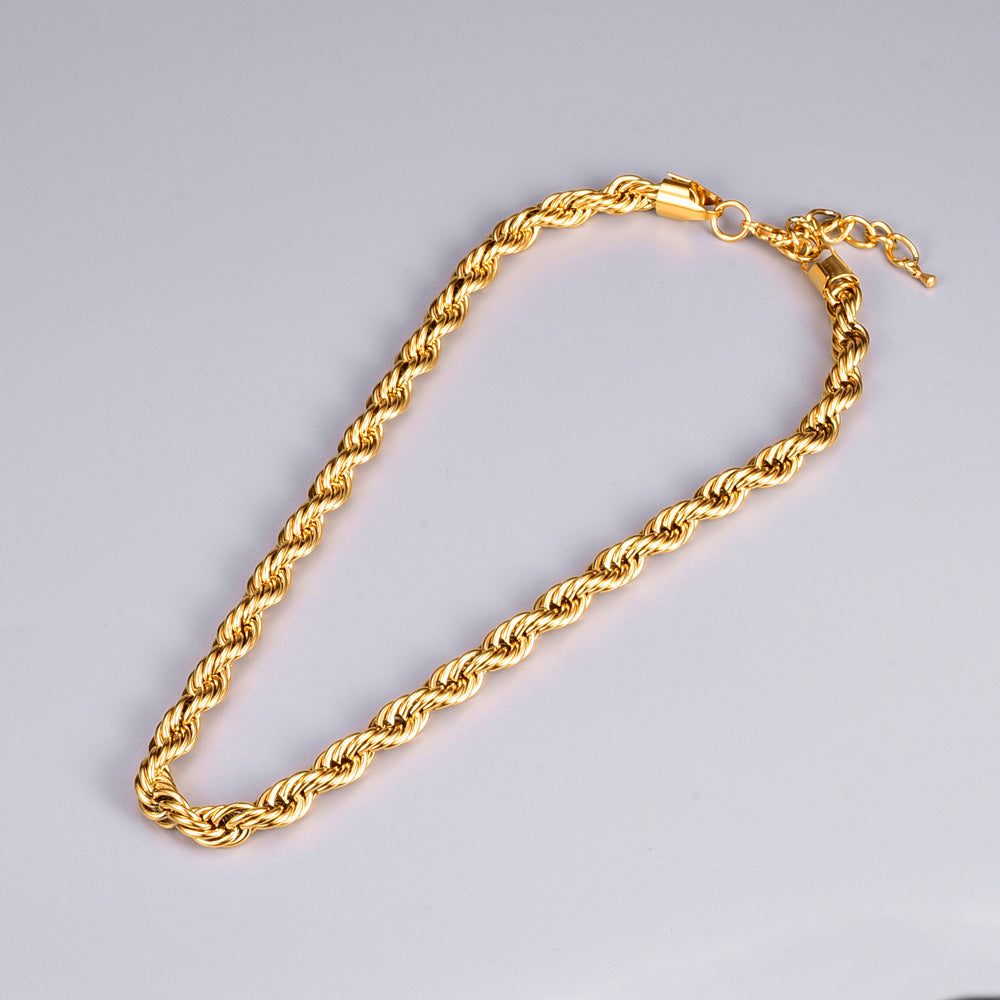 8mm Unique 18K Gold Plated Titanium Steel Necklace