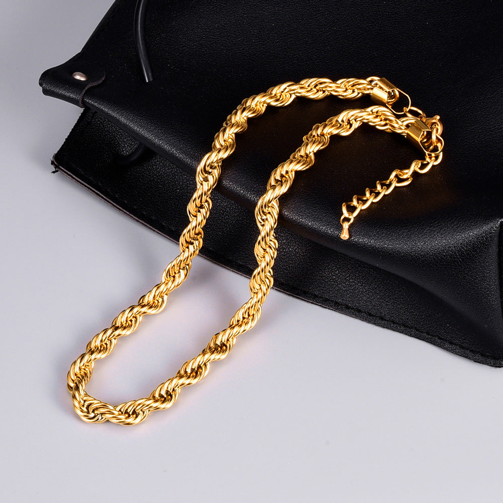 8mm Unique 18K Gold Plated Titanium Steel Necklace