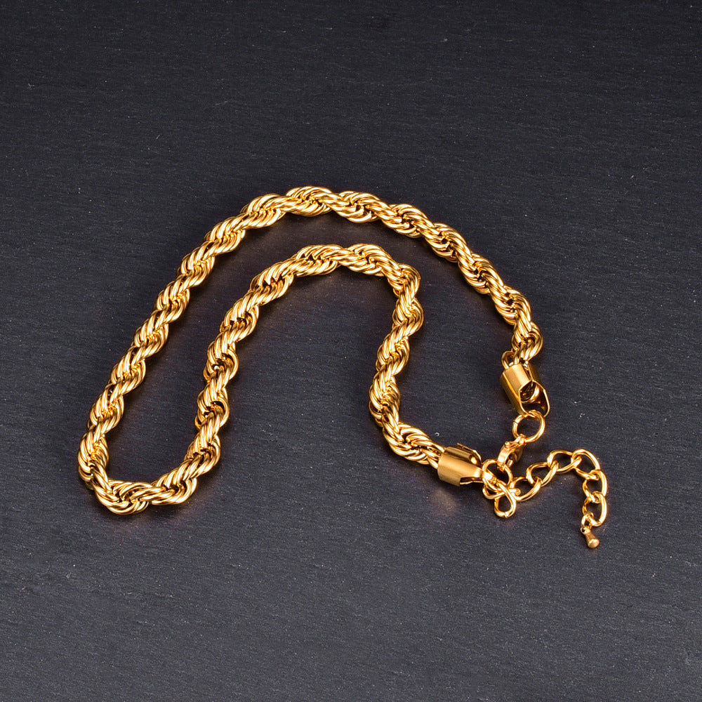 8mm Unique 18K Gold Plated Titanium Steel Necklace