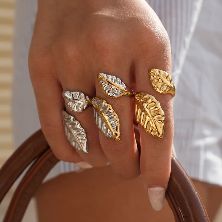 Leafy 18K Gold Plated Stainless Steel Ring