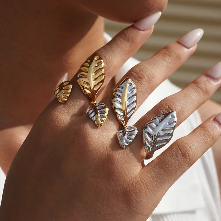 Leafy 18K Gold Plated Stainless Steel Ring