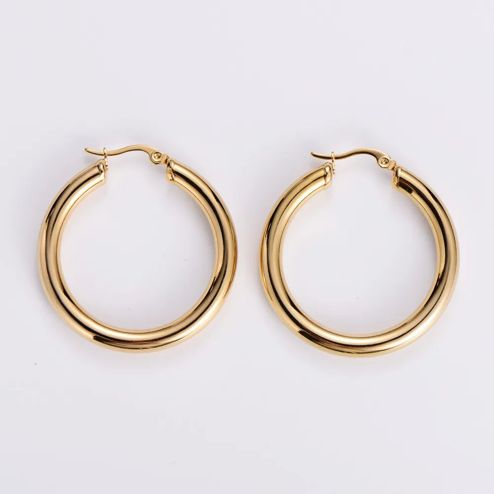 Simple Style Geometric Polishing Stainless Steel 18K Gold Plated Earring