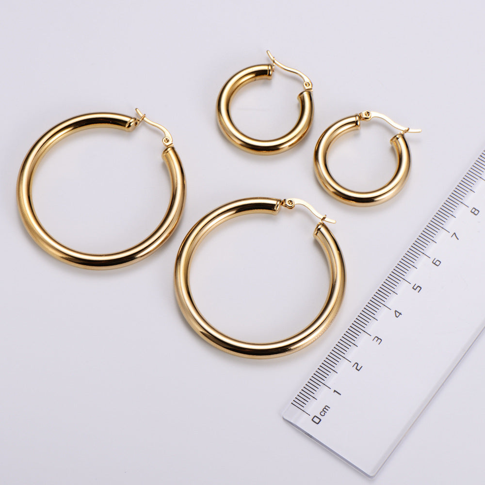 Simple Style Geometric Polishing Stainless Steel 18K Gold Plated Earring