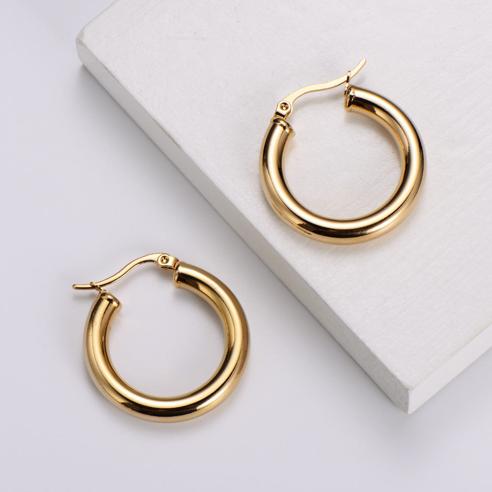 Simple Style Geometric Polishing Stainless Steel 18K Gold Plated Earring