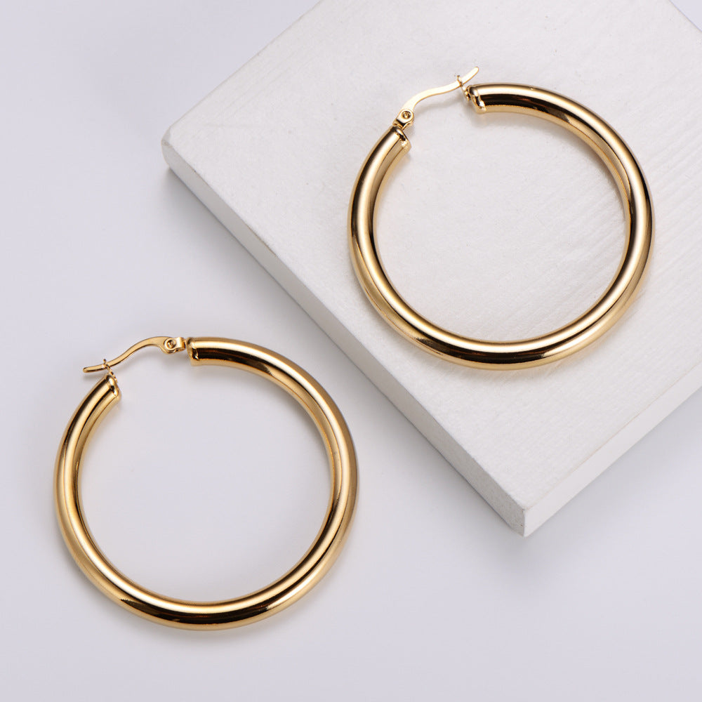 Simple Style Geometric Polishing Stainless Steel 18K Gold Plated Earring