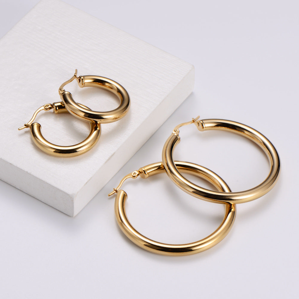 Simple Style Geometric Polishing Stainless Steel 18K Gold Plated Earring