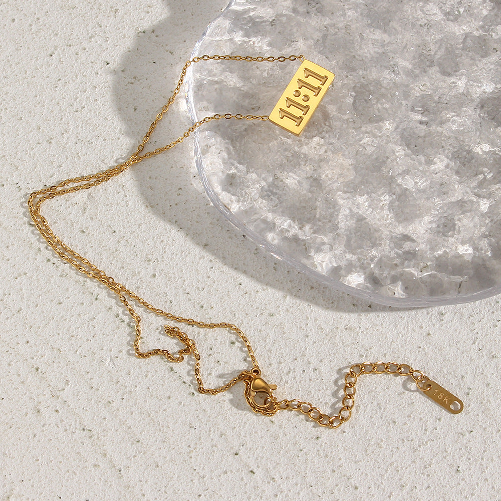 11:11 304 Stainless Steel 18K Gold Plated Plating Necklace