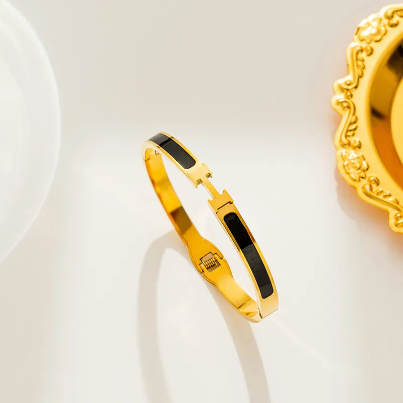 Geometric 304 Stainless Steel 18K Gold Plated Bangle