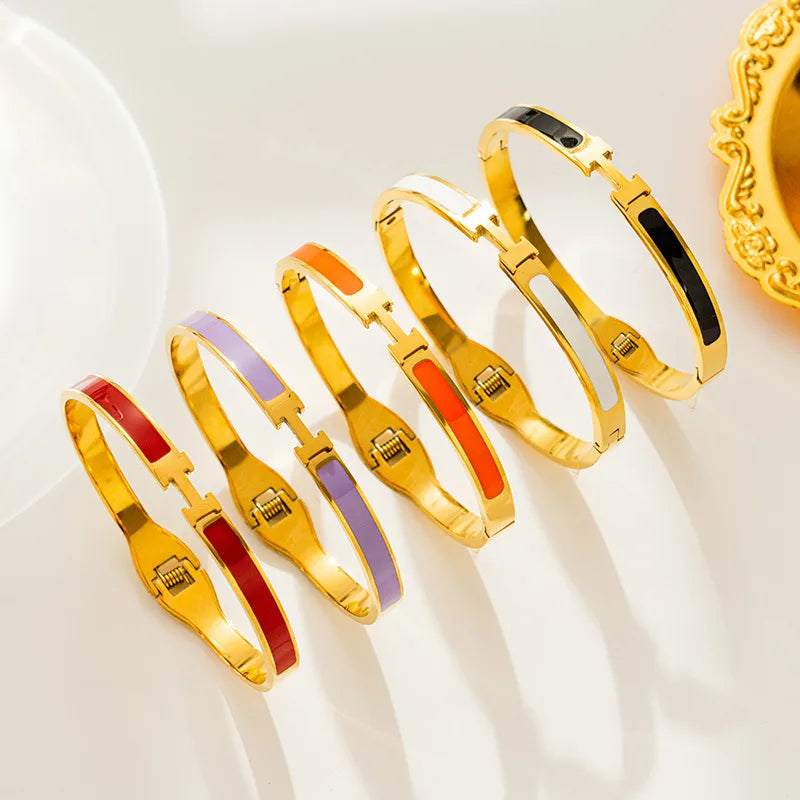 Geometric 304 Stainless Steel 18K Gold Plated Bangle