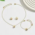 Three-Color Ring Necklace Bracelet Earrings Jewelry 304 Stainless Steel 18K Gold Plated Chain Set