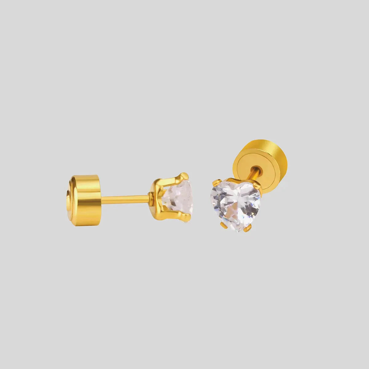 5mm Lady Simple Style Heart Shape 304 Stainless Steel 18K Gold Plated Ear Stud
