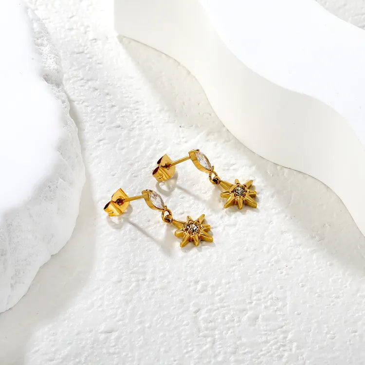 Twinkle Star Zirconia 18K Gold Plated 304 Stainless Steel Earring