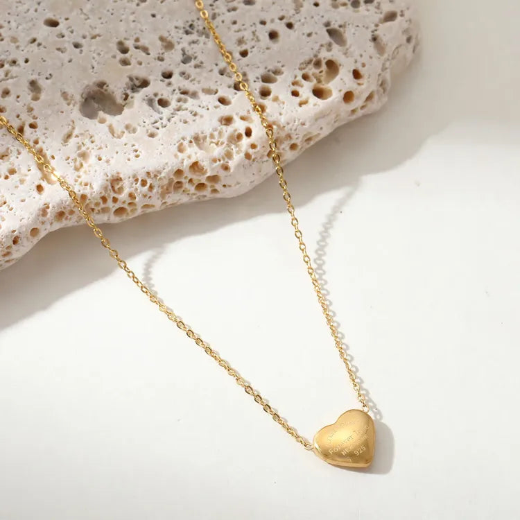 Forever Love 18K Gold Plated Stainless Steel Heart Shaped Necklace